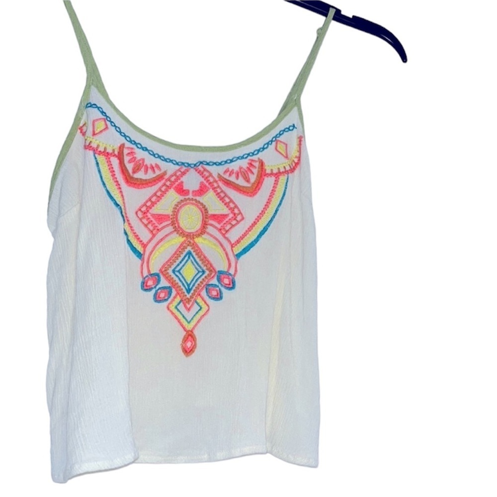Small Flying Tomato White Aztec Pattern Boho Crop… - image 1